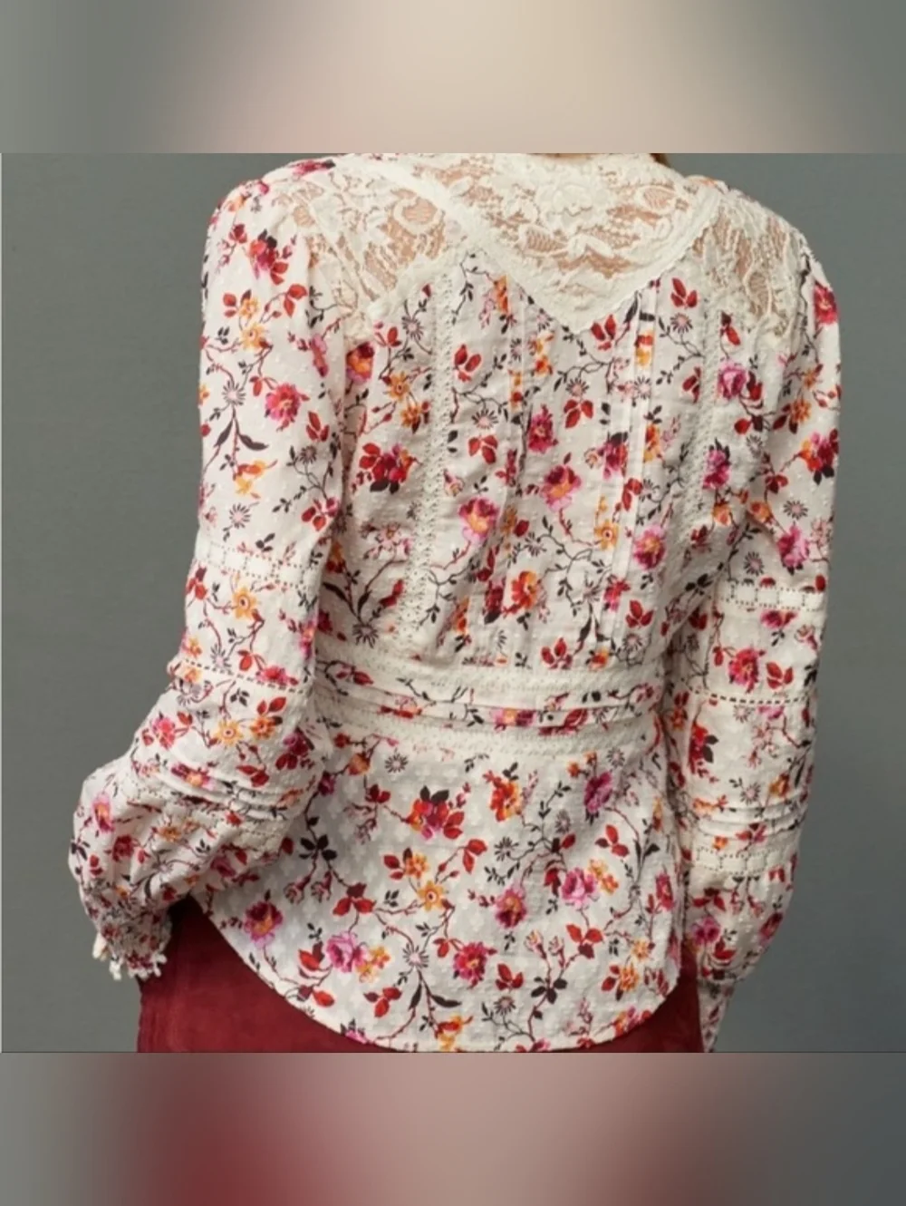 Anthropologie Puff Sleeve Lace Blouse